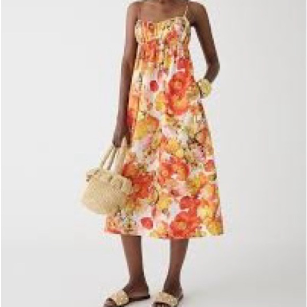 J. Crew Floral Cotton Empire Waist Summer Dress